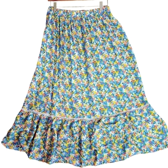 NWOT Cynthia Rowley - Multicolor Floral Ruffled Hem Maxi Skirt Sz S - Picture 3 of 9